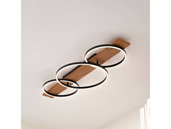 Galad 3 LED Plafonnier Bois - Lindby - Salle à manger - Moderne - Affleurante