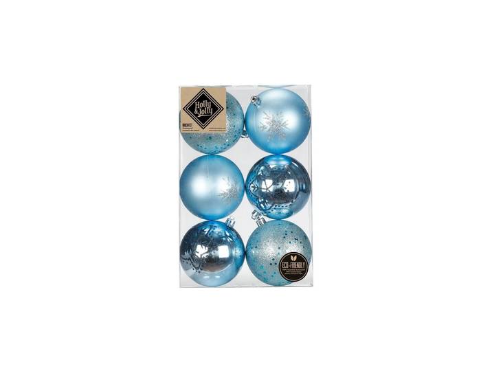 Weihnachtsbaumkugel Holly & Jolly Weihnachtskugel dekoriert, 8 cm, 6 Stück , ozeanblau, Weihnachtsbaumkugeln, Weihnachtsbaumkugel
