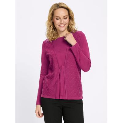 2-in-1-Pullover CLASSIC BASICS "Rundhals-Pullover", Damen, Gr. 38, pink (magenta), 100% Polyacryl, gemustert, unifarben, Pullover