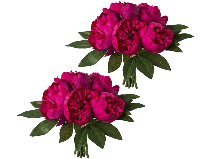 Kunstpflanze CREATIV GREEN Bouquet aus Peonien , rot (kirschrot), H:32cm, Obermaterial: 70% Polyester, 30% Kunststoff, Kunstpflanzen, Kunstpflanze, 2er Set