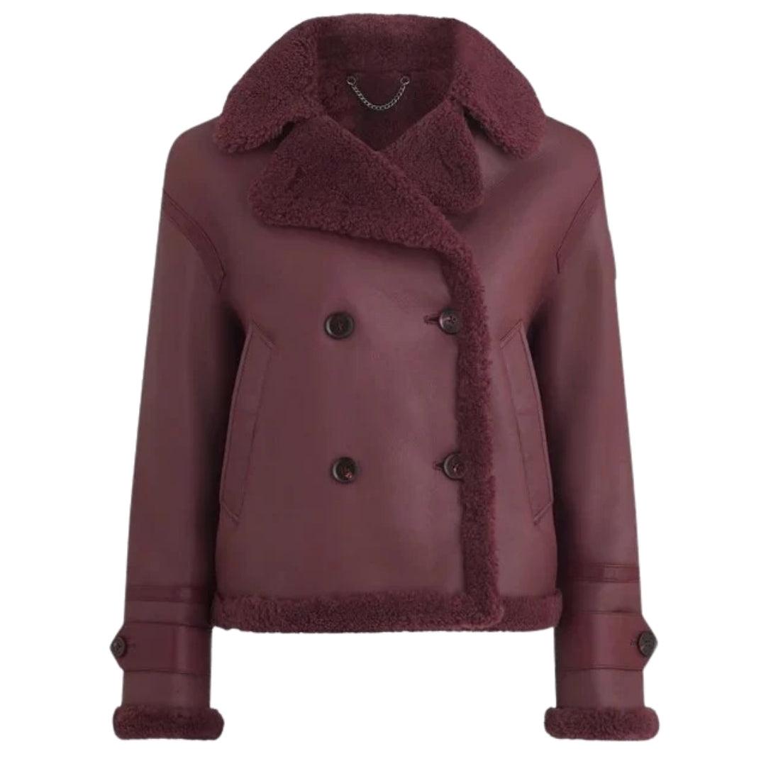 Belstaff Cedar Redwood bordeauxrode Sherling leren jas