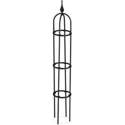 Relaxdays Rankhilfe Obelisk, 2er Set, 100cm hoch, Ranksäule für Kletterpflanzen, Metall, freistehend, Rosenturm, schwarz