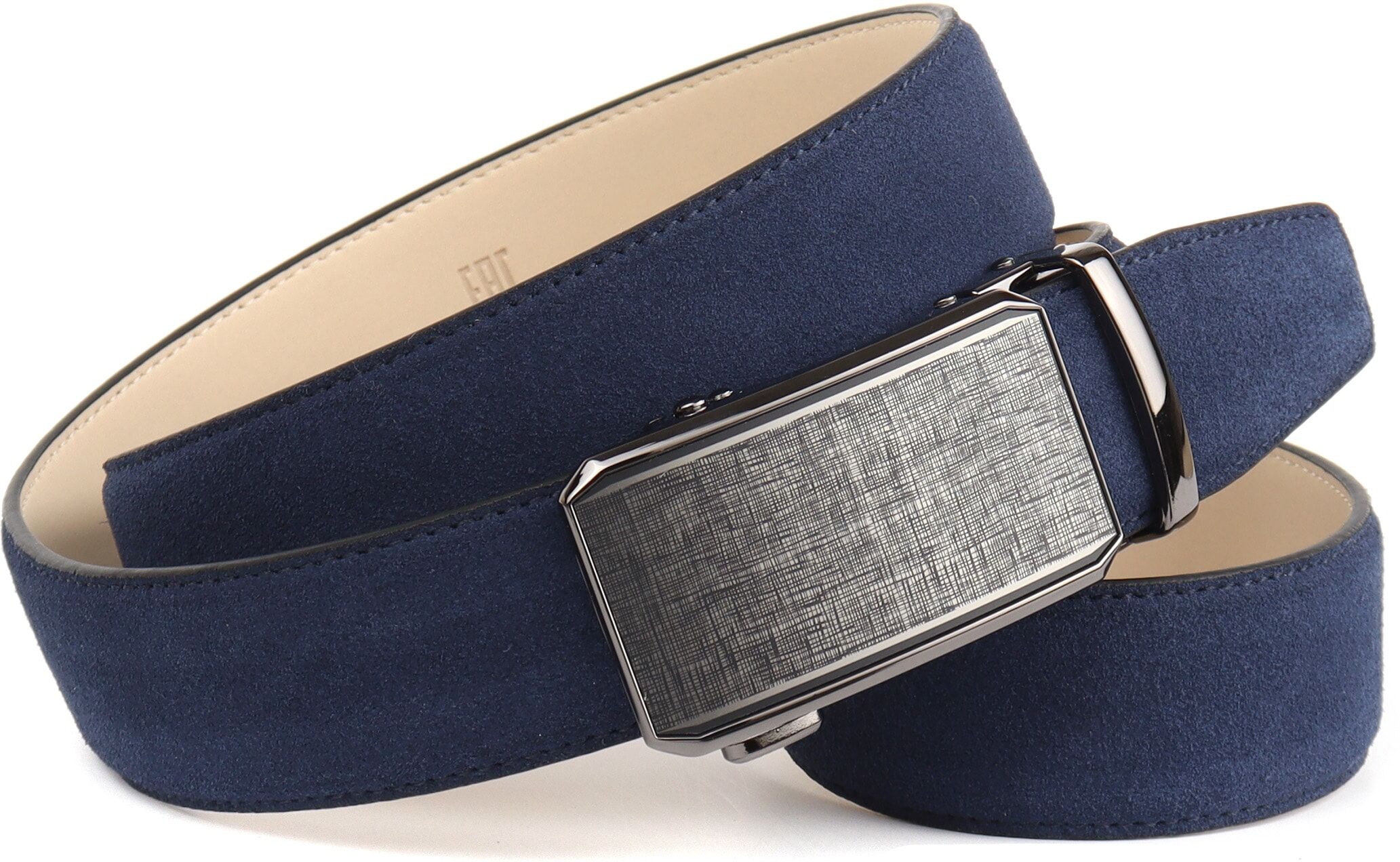 Ledergürtel ANTHONI CROWN, Herren, Gr. 85, blau, Rindsleder, Gürtel Ledergürtel blau 85