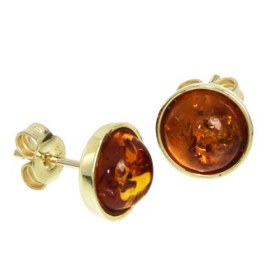 Paar Ohrstecker OSTSEE-SCHMUCK "- Classic 8 mm - Gold 333/000 - Bernstein" Gr. 10, gold (gold 333, goldfarben, gelb), Ohrringe, Damen, 10, Gelbgold 333