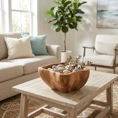 Sagebrook Home "Decorative Wooden Abstract Bowl - 6"", Brown - 13.0"""