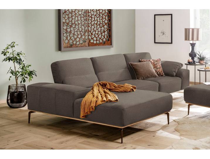 Ecksofa, Longlife Xtra-Leder, Braun, 319×178 cm, Sitzkomfort & Stellverstellung, Modern, W.SCHILLIG