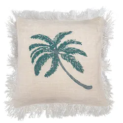 1x Linen Cushion 60 x 60  Palm Tree