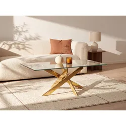 Couchtisch - Sicherheitsglas & Goldfarbenes Metall - Transparent - COSIMA