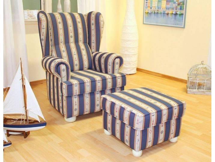 Ohrensessel Horsens mit Federkern-Polsterung im Landhausstil – Montierte Lieferung – 3%-Vorkasse-Rabatt