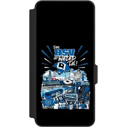 Nivocase Klapphülle für Xiaomi Redmi Note 14 5G Handyhülle aus Kunst Leder NIVOflip schwarz Aufstieg HSV (Xiaomi Redmi Note 14 5G), Smartphone Hülle, Schwarz