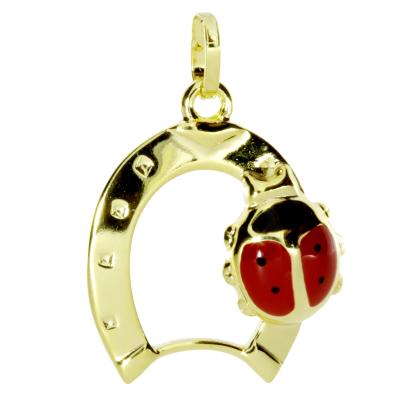 Kettenanhänger OSTSEE-SCHMUCK "- Hufeisen mit Marienkäfer - Gold 333/000 -" Gr. 21, gold (gold 333, goldfarben, gelb), Schmuckanhänger, Damen, Gelbgold 333, Kettenanhänger