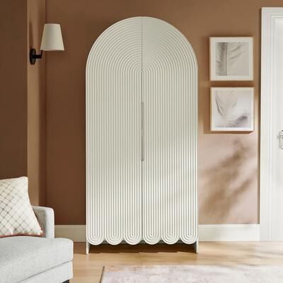 Modway Dahlia 78 Inch Fluted and Scalloped Arched Storage Cabinet