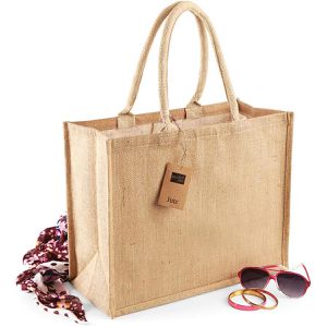 Westford-Mill Einkaufstasche W407 Shopper, natur, aus Jute, faltbar, mit Henkeln, 42 x 33 cm