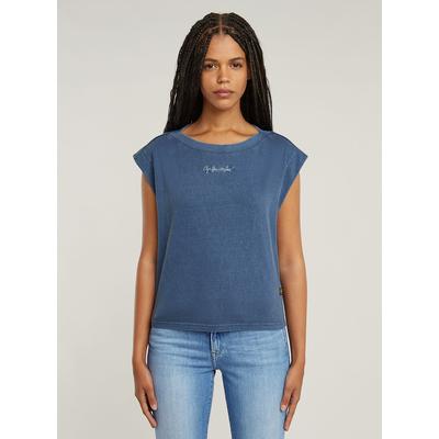 T-Shirt G-STAR "Mini G-Script Logo T-Shirt", Damen, Gr. XS, blau (mid blau gd), Obermaterial: 100% Baumwolle, Shirts T-Shirt
