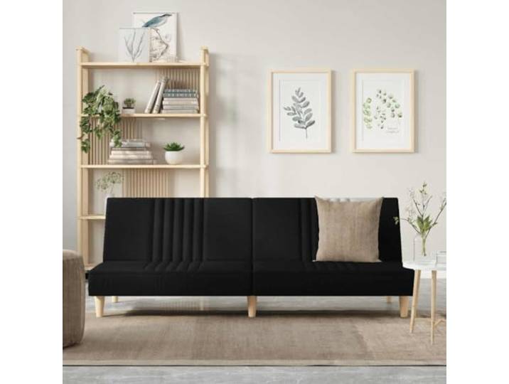 HEFZGDB Schlafsofa Schwarz Stoff mit Verstellbarer Rückenlehne und atmungsaktivem Bezug – Langlebiges Gästebett mit stabilem Sperrholzrahmen und gepolsterten Sitzflächen