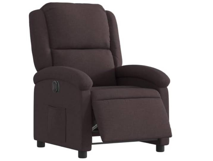 Relaxsessel Elektrisch Dunkelbraun Stoff Maximale Neigung 135 Grad,atmungsaktiver Stoffbezug,seitliche Tasche,Metall- und Holzrahmen