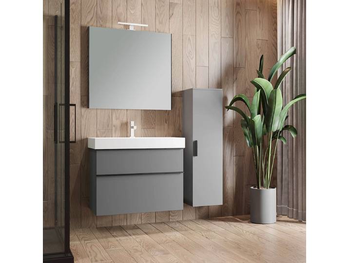 Meuble vasque Dusaniv 70cm Gris/Gris mat