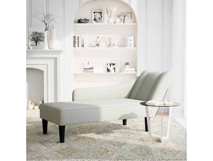 CHEZ JILI* Fauteuil long - RUIGOU - Fauteuil long de repos avec accoudoir droit gris clair velours Août875976