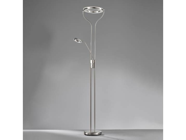 Lampadaire LED 36 x 180 x 47cm Métal/Blanc/Nickel Fer verni Verre satiné Module LED