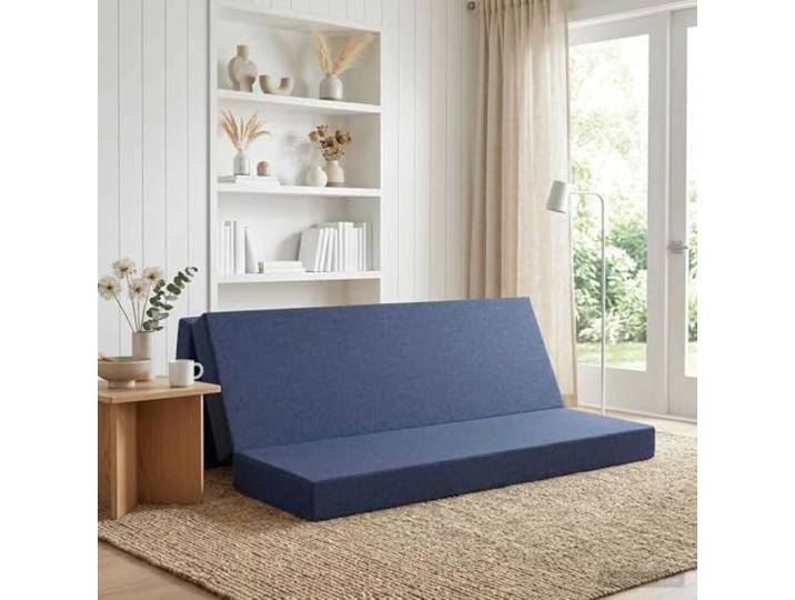 KTHLBRH Klappsofa Bett 200 x 67 x 45 cm Blau mit Polyesterbezug Faltbar, Schaumstoffpolsterung, verstellbarer Mechanismus, Reißverschlussbezug, platzsparend