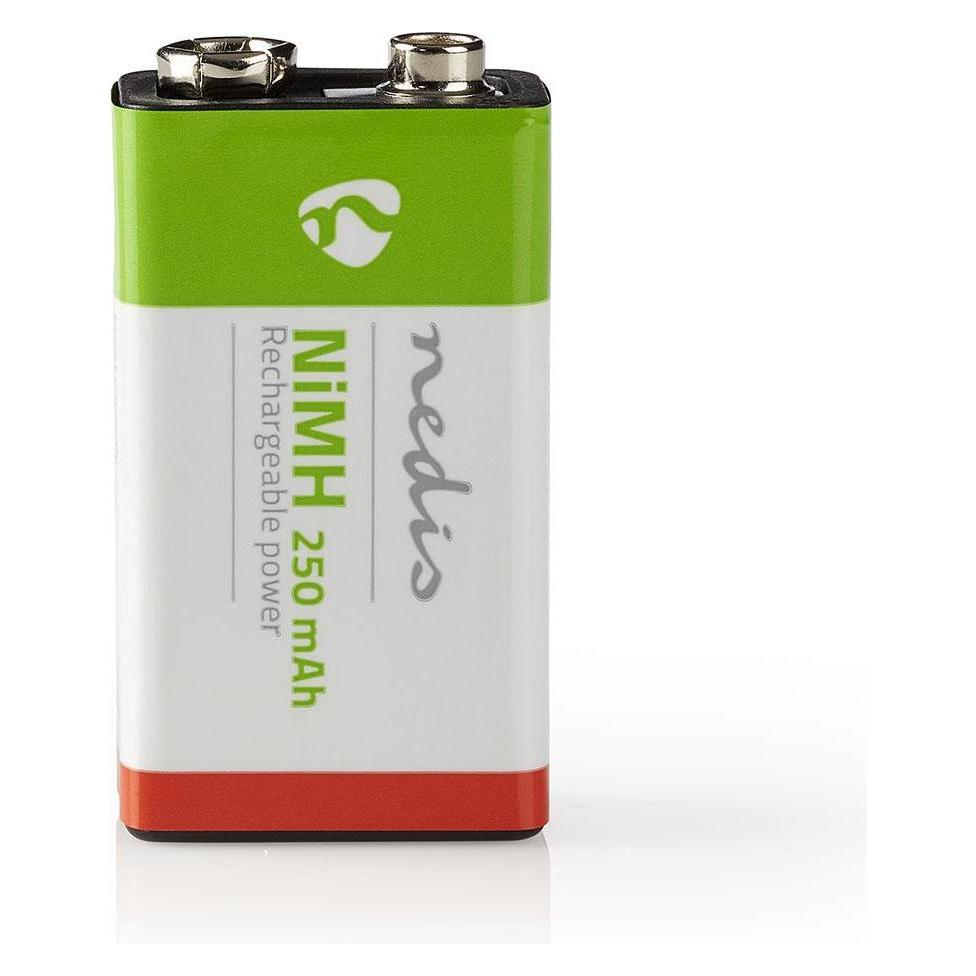 Nedis Wiederaufladbarer NI-MH-Batterie E-Block 8.40 V NiMH E-Block Wiederaufladbar 250 mAh vorgelade (1 Stk., 9V Block, 250 mAh) (BANM9HF91B)