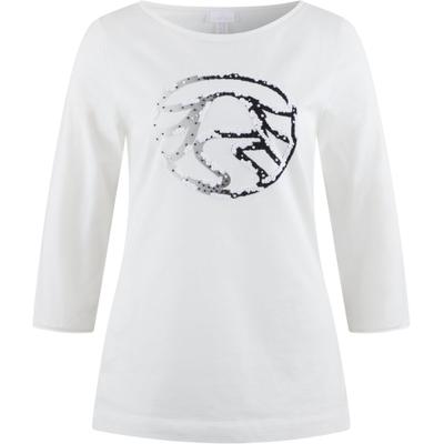 Rundhalsshirt SPORTALM KITZBÜHEL, Damen, Gr. 42, weiß (egret (03)), Single Jersey, Obermaterial: 100% Baumwolle, unifarben, regular fit taillenbedeckt, U-Boot-Ausschnitt, eingesetzt Rollkante, Shirts Rundhalsshirt, Regular fit mit U-Boot-Ausschnitt