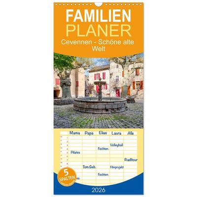 Familienplaner 2026 - Cevennen - Schöne alte Welt mit 5 Spalten (Wandkalender, 21 x 45 cm) CALVENDO