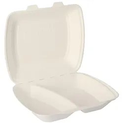 Nette 200 Stück Bagasse Menüboxen weiß 2-geteilt 240x195x72mm