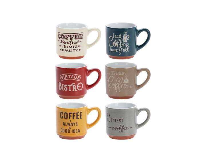 Tasse Set Steingut Retro 120 ml 6-teilig