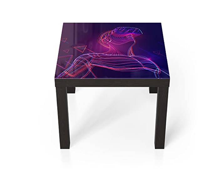 DEQORI Glastisch schwarz klein 55x55 cm Motiv Mann mit VR-Brille ausgefallener Beistelltisch aus Glas Hochglanz Couchtisch fürs Wohnzimmer moderner Couch Tisch mit Design