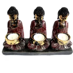 Antique Buddha - Three Devotees Candle Holder