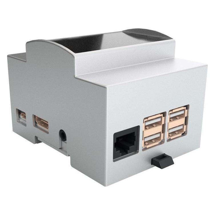 Allnet Raspberry Pi 4 Zubehör - Gehäuse Hutschiene / DIN Rail mit Fenster grau für Pi 4B (25.0410000.RP4)