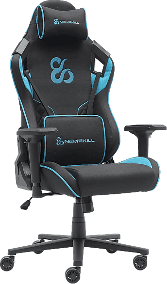 Silla gaming - Newskill Takamikura V2, 4D, Hasta 136 kg, Cojín cervical y lumbar, Reposabrazos Azul