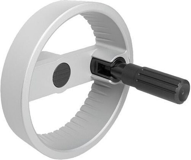 KIPP Volant à 2 rayons D1=160 Forme E Aluminium argenté D2=14 Acier (K1525.160142)