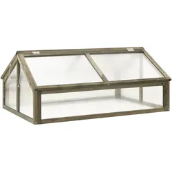 Helloshop26 - Gewächshauszelt für Pflanzen Blumen und Gemüse 114 x 80 x 50 cm graues Tannenholz 02_0044438