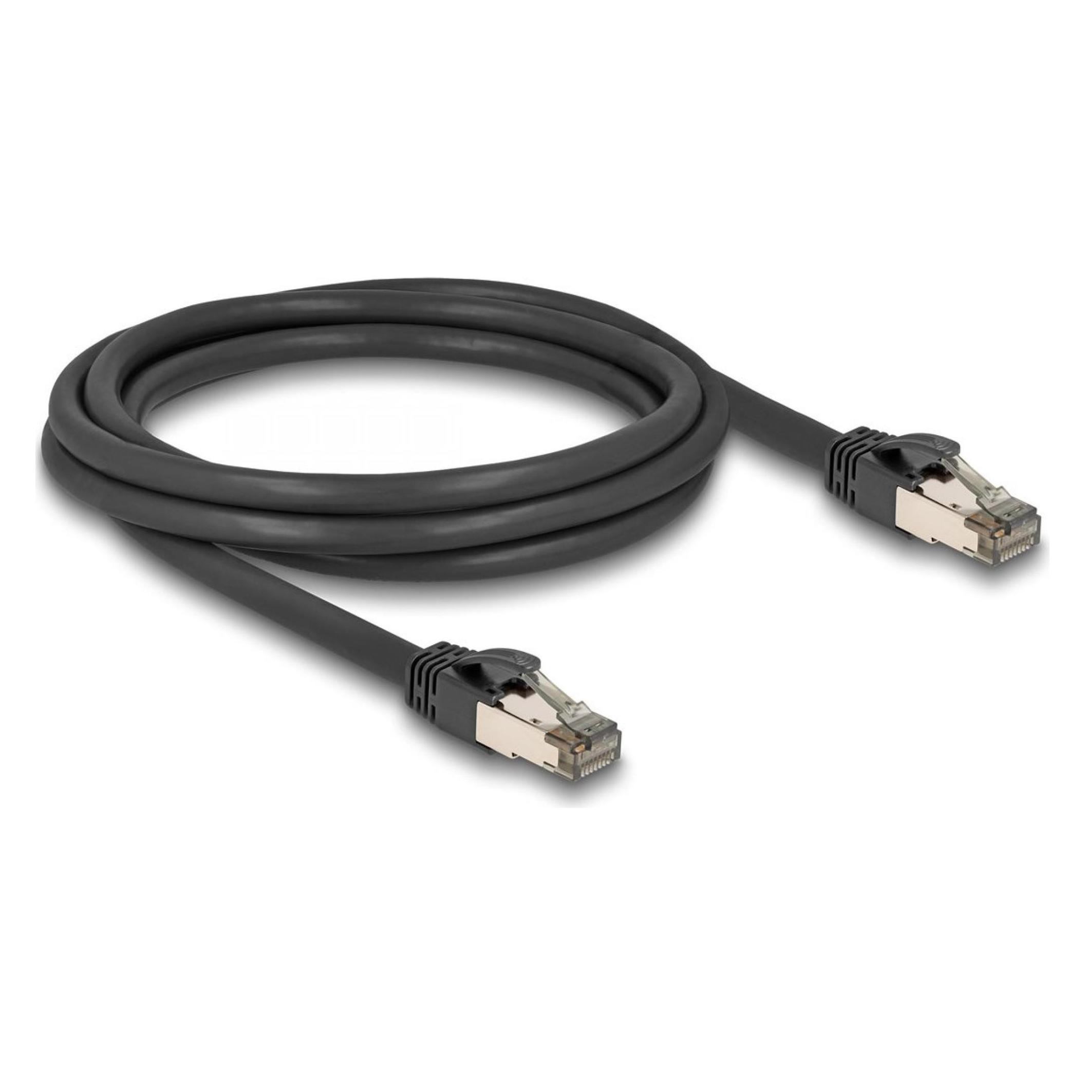 Delock RJ45 Netzwerkkabel Cat.6A U/FTP ultra flexibel mit innerem Metallmantel 2 m schwarz (U/FTP, CAT6a, 2 m) (80241)