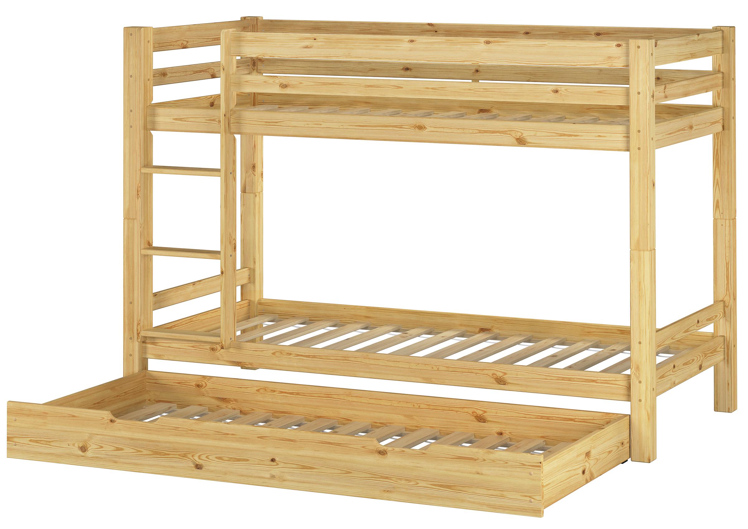 Stockbett Etagenbett Kinderzimmer Kiefer Zubehör wählbar 90x200 Kinderbett V-60.09-09Rollrost und Gästebettkasten inkl.