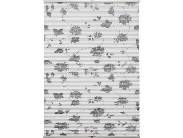 Plissee GARDINIA Concept zum Klemmen Flowers and Plants Blüte , weiss (weiß), B:90cm H:130cm, Obermaterial: 100% Polyester, Plissees, Plissee, in der Breite kürzbar