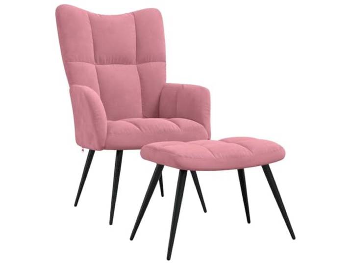 Fußsessel Rosa Samt mit Steppung und Stahlrahmen Samtbezug, Rechtecksteppung, Schwammfüllung, stabiler Stahlrahmen, elegantes Design