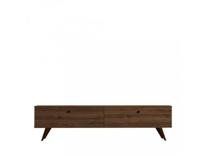 Meuble tv 2 portes en bois l160cm - bois foncé