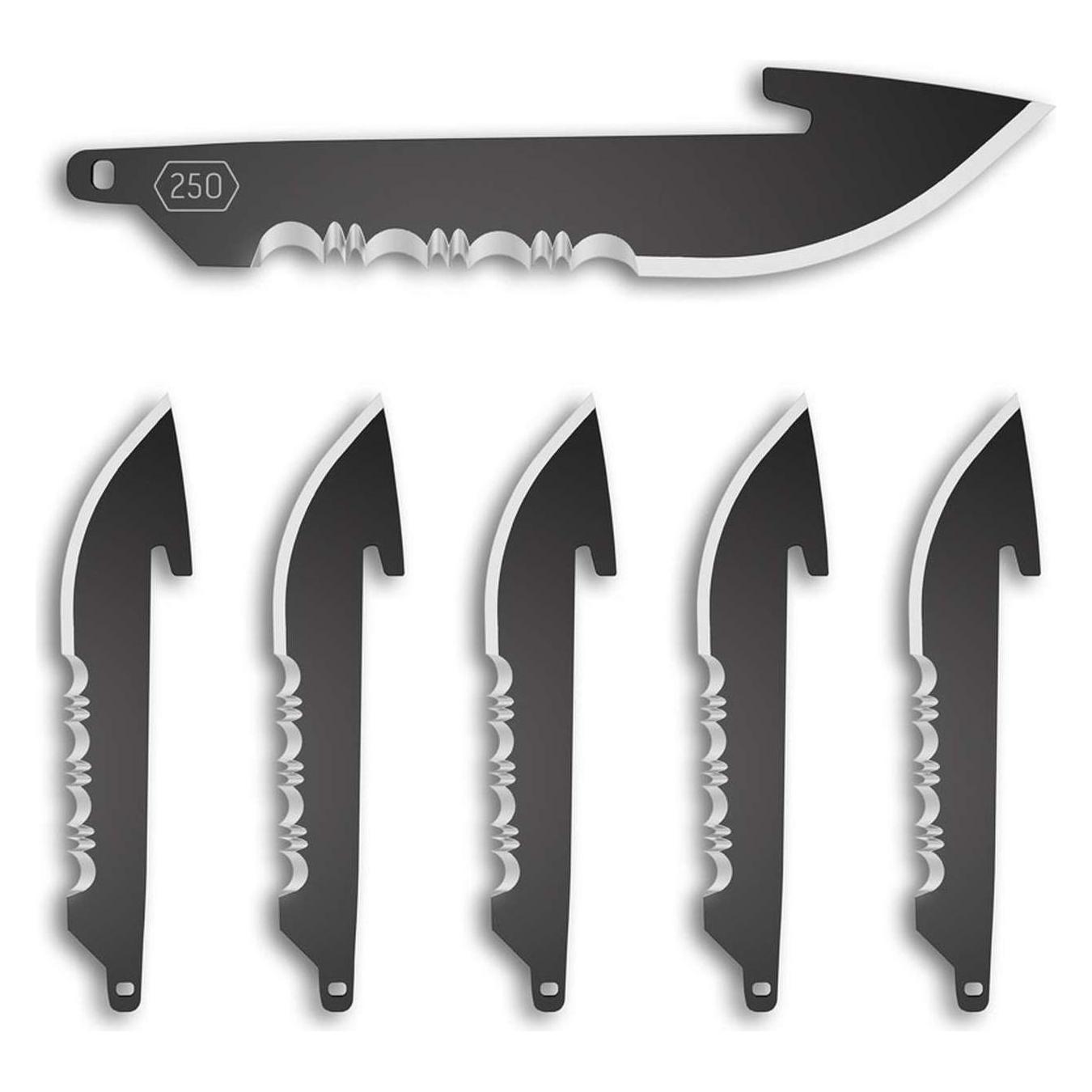 6 Klingen Outdor Edge Drop-Point Serr 250 Schwarz (6.40 cm) (09OE077)