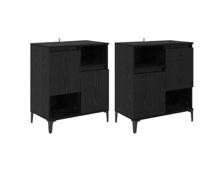 GHVBNMF 2er Set Sideboard Schwarz Eichen-Optik 60x35x70 cm Kompakter Anrichte-Schrank für Küche, Wohnzimmer und Flur. Flexibler Stauraum mit Metallbeinen für modernes Wohnen.