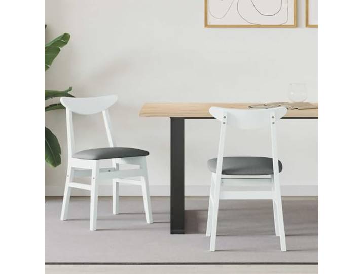 KGHFDVB Esszimmerstühle 2 STK. Massives Gummiholz Weiß Modernes Design Massives Gummibaumholz, weiße Oberfläche, quadratische Beine, pflegeleicht, minimalistisch, stabil