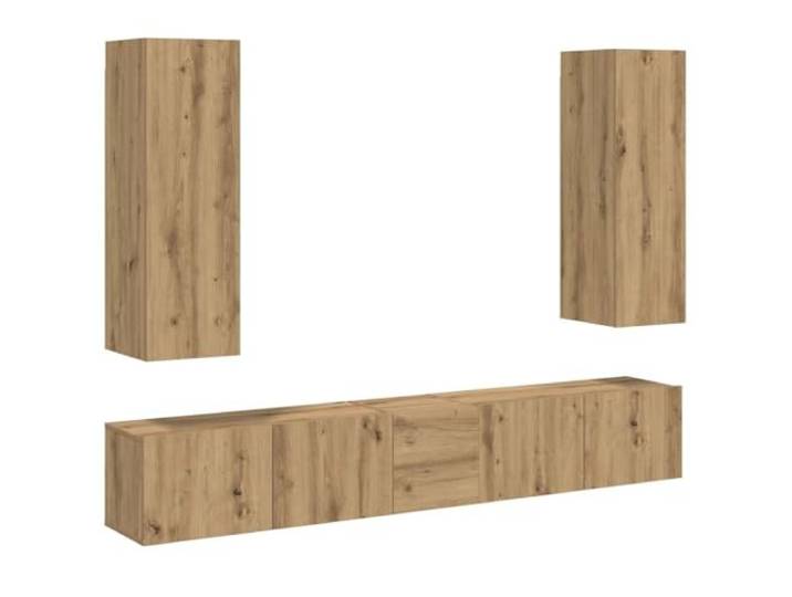 HEFZGDB TV Wandschrank 5 Stück Artisan Eiche Holzwerkstoff Moderner Medienschrank mit Stauraum und Stilvollem Design für Ihr Wohnzimmer