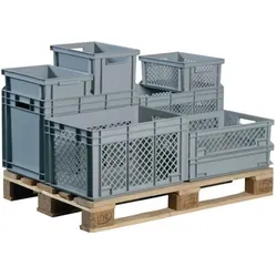 Lockweiler, Lagerbehälter, Transportstapelbehälter L600xB400xH170mm grau PP Durchfassgriff Seitenwände durchbrochen
