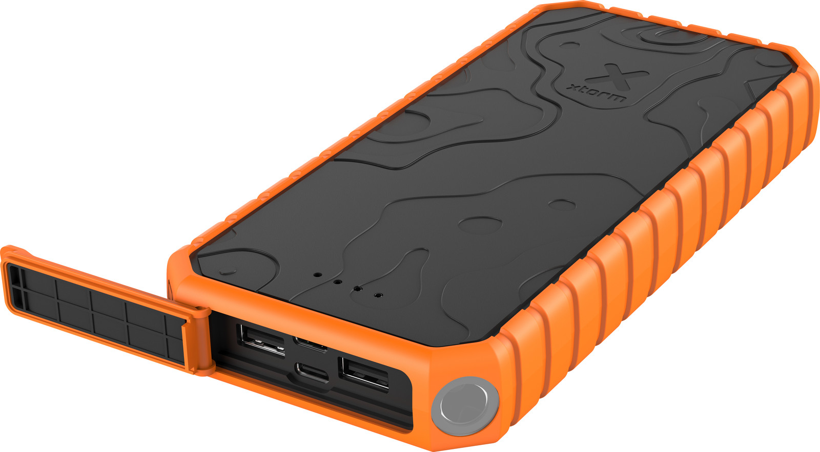 Xtorm Rugged Powerbank 20000mAh - 35W - Waterdicht met Zaklamp - USB C en USB A - Oranje/Zwart