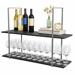Bar Regal BAR SHELF 115 cm GRAU SCHWARZ mit 2 Ablagen für Gläser und Flaschen von Yelloo