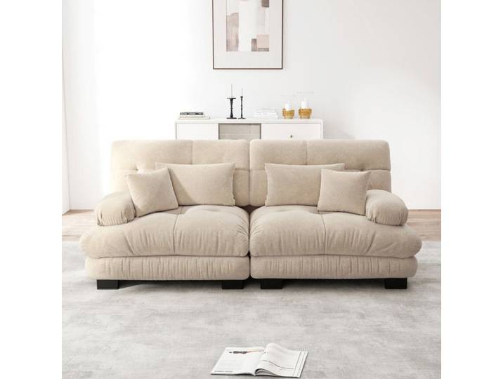 Canapé d'angle - TRUXEN8 - Chenille - Café clair - 220x77x81 cm