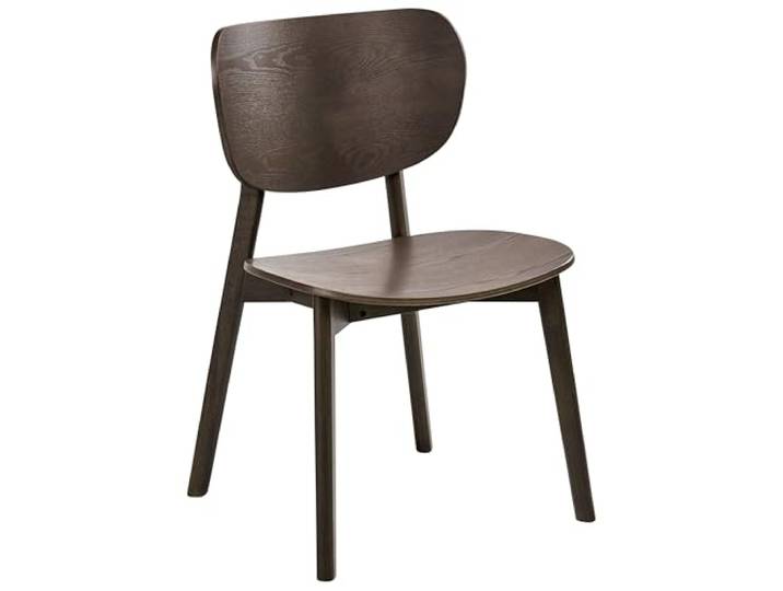 Beliani Esszimmerstuhl 2er Set Gummibaumholz dunkle Esche Holzstuhl ohne Armlehnen Overly