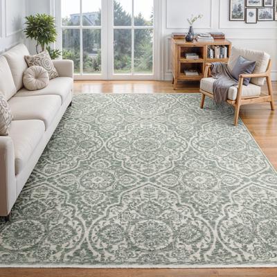Style Haven Estella Global Floral Medallion Teal/ Ivory Area Rug